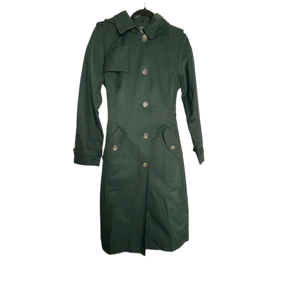 Ralph Lauren Women's Maxi Trench Long Sleeve Button Up Kelly Green Coat NWT Sm. - Picture 2 of 10